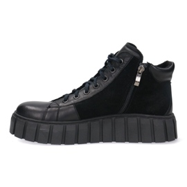 Zapatos de cuero para mujeres Pollonus Black Face 5-1575-004 negro 7