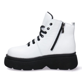 KOMODO Botas de cuero para mujeres en el grueso suela Pollonus White 5-1567-004 blanco 9