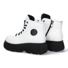 KOMODO Botas de cuero para mujeres en el grueso suela Pollonus White 5-1567-004 blanco 10