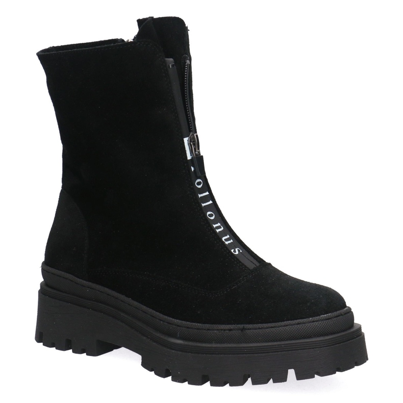 Trabajadores de cuero para mujeres Pollonus Black Velor 5-1601-001 negro 1