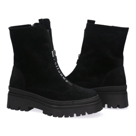 Trabajadores de cuero para mujeres Pollonus Black Velor 5-1601-001 negro 3