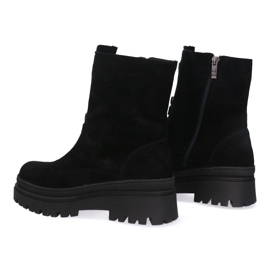 Trabajadores de cuero para mujeres Pollonus Black Velor 5-1601-001 negro 4