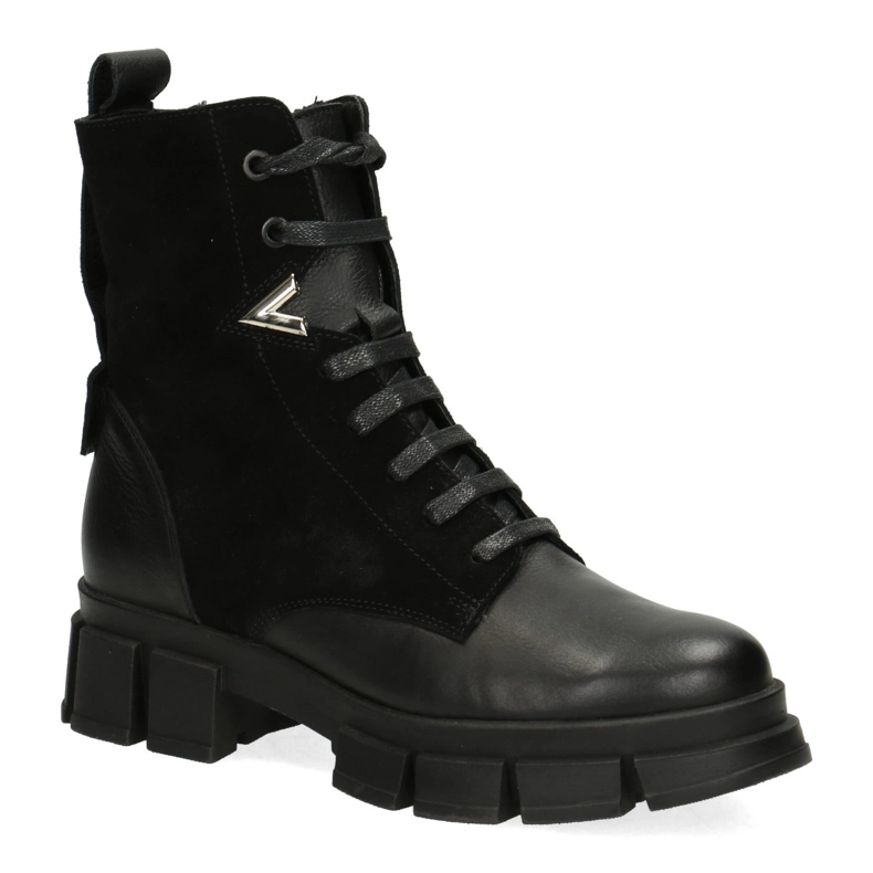Polbut Botas de cuero aisladas para mujeres Pollonus Black Verona+Velor 5-1583-002 negro 1