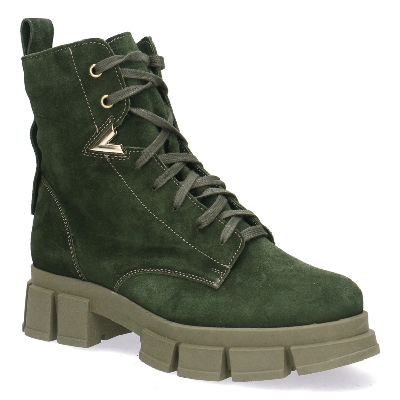 Polbut Botas de cuero para mujeres Pollonus Green Velor 5-1583-004 verde 1