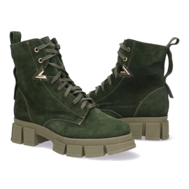 Polbut Botas de cuero para mujeres Pollonus Green Velor 5-1583-004 verde 3