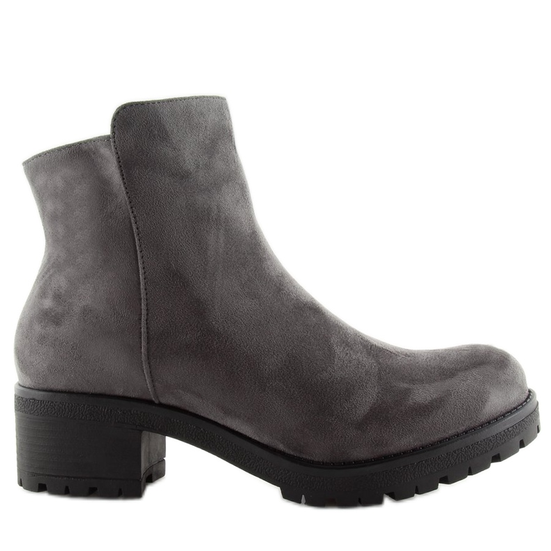 Botas de mujer grises con tacones anchos. 1