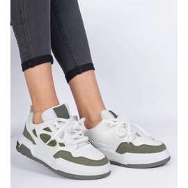 Zapatillas de deporte de mujeres verdes con cordones masivos 1
