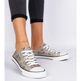 Zapatillas de deporte de material de mujer marrón en estilo azteca 2