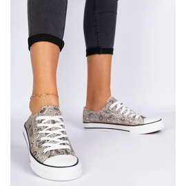 Zapatillas de deporte de material de mujer marrón en estilo azteca 1