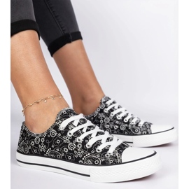 Zapatillas de deporte de material de mujeres negras en estilo azteca negro 2