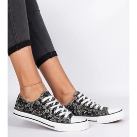 Zapatillas de deporte de material de mujeres negras en estilo azteca negro 4