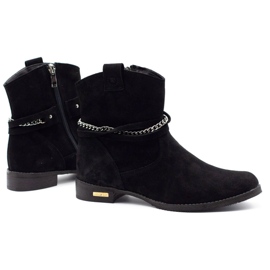 Olivier Botas de mujer negras aisladas con cadena Luna negro 2