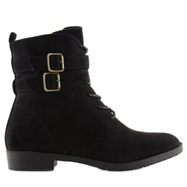 Botas con cordones ante negro H7187 negro 2