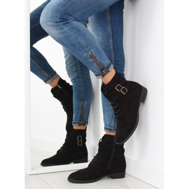 Botas con cordones ante negro H7187 negro 4