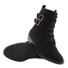 Botas con cordones ante negro H7187 negro 7