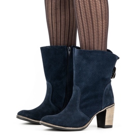 Olivier Botines de piel calada Sophia, azul marino 1 Olivier Botines de piel calada Sophia, azul marino 1