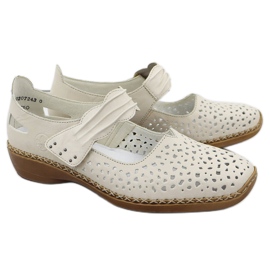 Zapatos de cuero para mujeres con velcro beige rieker 41399-14 8
