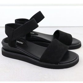 Sandalias de mujeres en una cuña baja de gamuza M. Daszyński MR2267-8 negro 2 Sandalias de mujeres en una cuña baja de gamuza M. Daszyński MR2267-8 negro 2