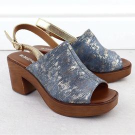 Sandalias de mujeres en el pilar, M. Daszyński M. Daszyński MR23126-7 azul 2