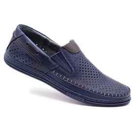 Polbut Zapatos de cuero para hombre 09 para el verano Azul marino 6