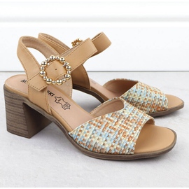 Sandalias de mujeres en el pilar de las trenzas beige M. Daszyński MR24125-4 2