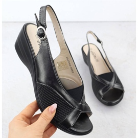 Evento Sandalias para mujeres en cuñas cómodas y ventosas negras 8863 negro 1