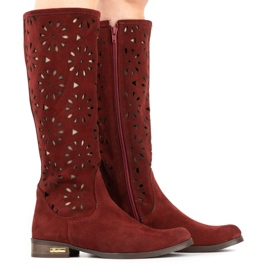 Olivier Botas de calado granate para mujer rojo 3