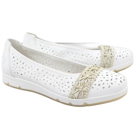 Ballerinas femeninas abiertas cómodas blancas rieker l3062-80 blanco 8