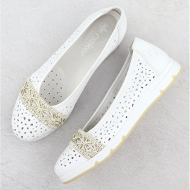 Ballerinas femeninas abiertas cómodas blancas rieker l3062-80 blanco 9