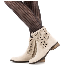 Olivier Botas cómodas Alice caladas beige claro 1