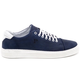 Polbut Zapato piel hombre 2109 azul marino con blanco 1