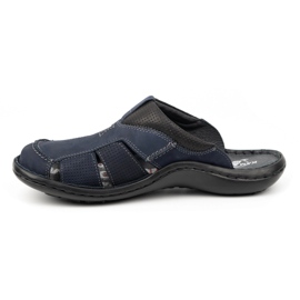 Kampol Chanclas de piel para hombre 224KAM, azul marino 2