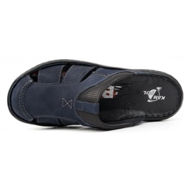 Kampol Chanclas de piel para hombre 224KAM, azul marino 6
