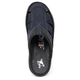 Kampol Chanclas de piel para hombre 224KAM, azul marino 8