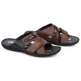 Kampol Babuchas hombre piel 201/55 cara marron marrón 2