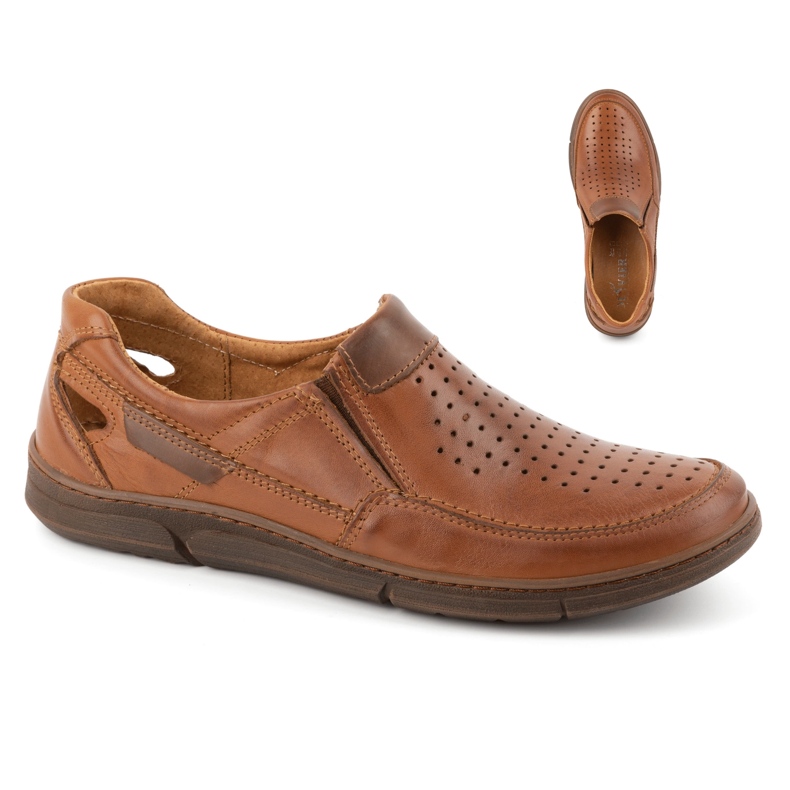 Olivier Zapatos mocasines hombre piel verano 602 Axe marrón 1