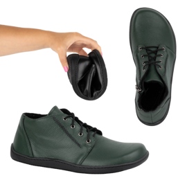 Olivier Zapatos de mujer descalzos de piel, ligeramente aislantes, hasta el tobillo con cremallera, 787 verde 1