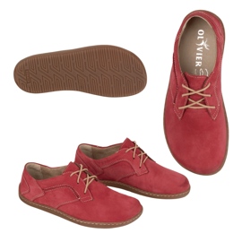 Olivier Zapatos de cuero minimalista de mujer descalzo 1082 Red Nubuk rojo 1