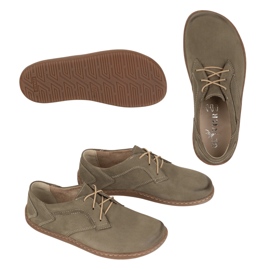 Olivier Zapatos de cuero minimalista de mujeres descalzos 1082 Olive Nubuk verde 2