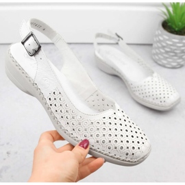 Sandalias cómodas de piel Rieker W RKR665 blanco 14