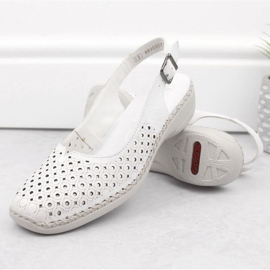 Sandalias cómodas de piel Rieker W RKR665 blanco 16