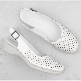 Sandalias cómodas de piel Rieker W RKR665 blanco 17