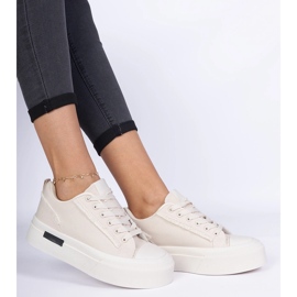 Zapatillas de deporte de material para mujeres beige en la plataforma 2