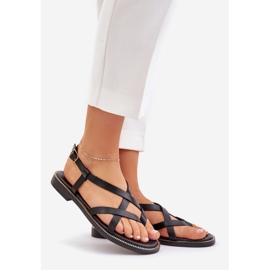 Sandalias planas de cuero con correas negras Zazoo 40429 entrelazadas negro 1 Sandalias planas de cuero con correas negras Zazoo 40429 entrelazadas negro 1