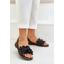 Sandalias de cuero con tacones planos Zazoo 40425 Negro 2