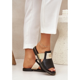 Elegantes chanclas de cuero natural Zazoo 40423 Negro 3