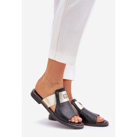 Elegantes chanclas de cuero natural Zazoo 40423 Negro 1