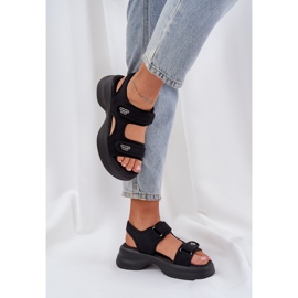 Sandalias de luz de material en la plataforma negra negro 3