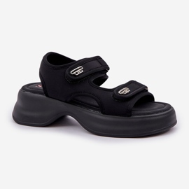 Sandalias de luz de material en la plataforma negra negro 4