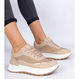 Zapatillas de deporte para mujeres marrones con circones marrón 2
